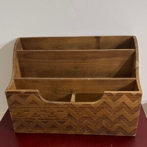 Rustic Wooden Organizer with Chevron Pattern